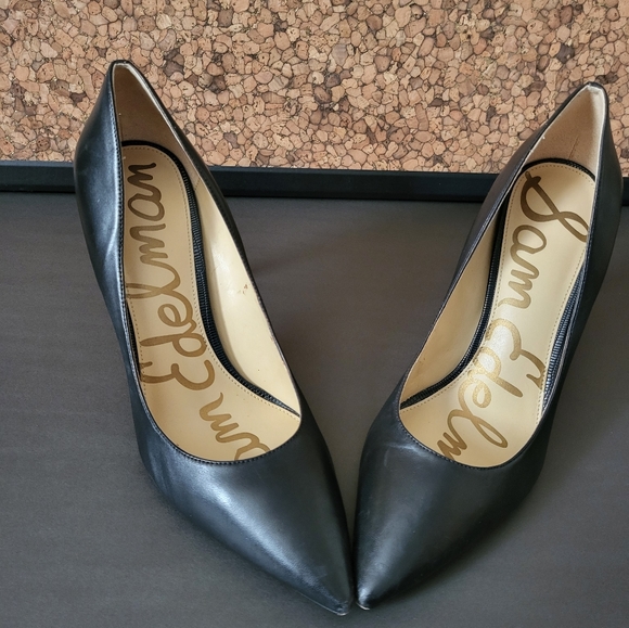 Sam Eldeman Leather Classic Black High Heel Size 11.5 US Women's - Picture 2 of 8